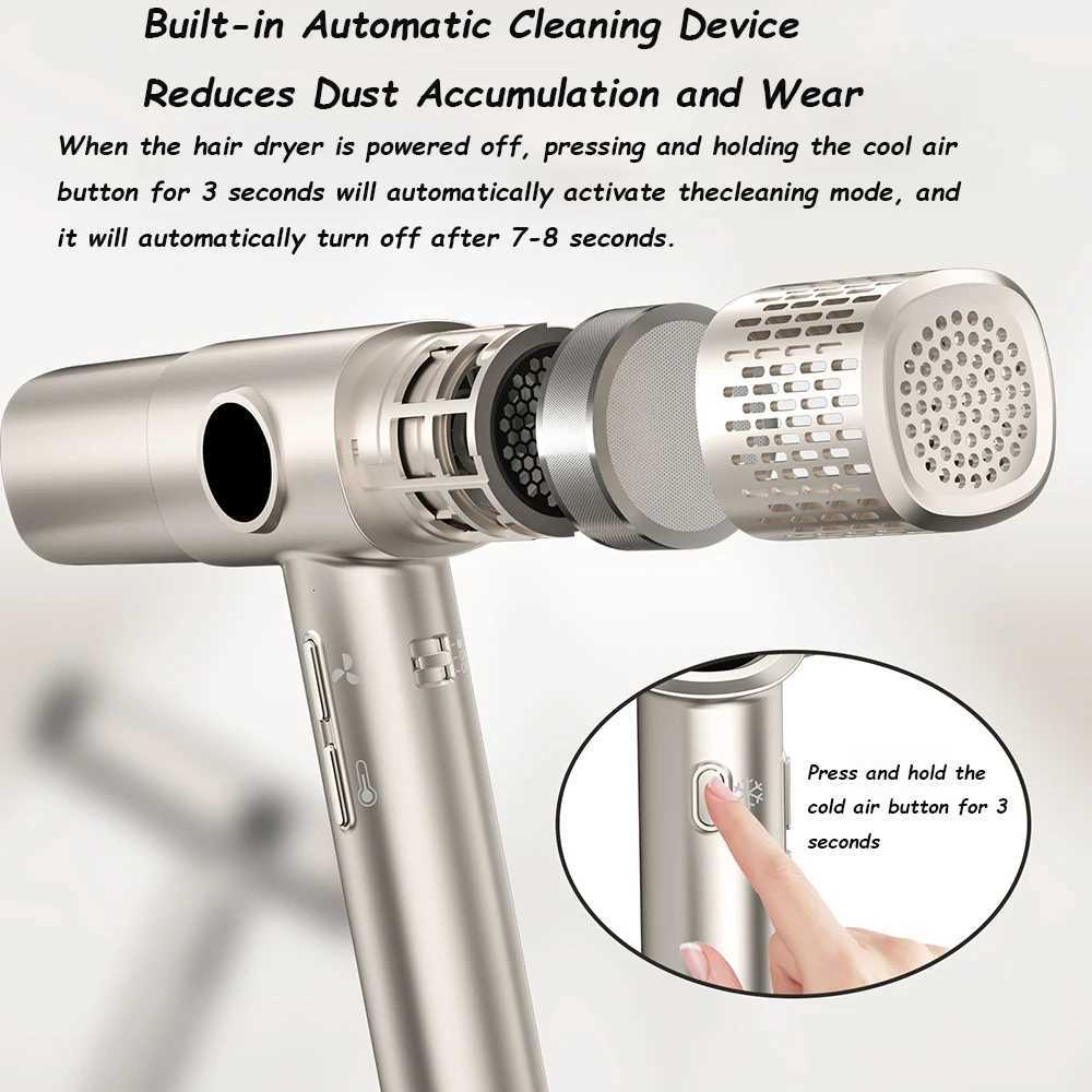 Highspeed hair dryer with LCD display 0000RPM negative ion Tshaped lightweight brushless motor quickdrying low noise W251029