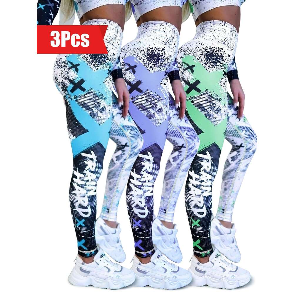 3Pcs Women's Yoga Leggings With High Waistband, Moisture-Wicking, Stretchy, Perfect For Outdoor Activities And Fiess