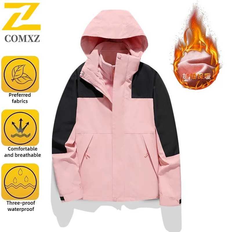 EiAO Jacket Unisex 2in1 Detachable Fleece Waterproof Windproof Outdoor Coat for Running Hiking Fishing Trendy Camping 2025 J251029