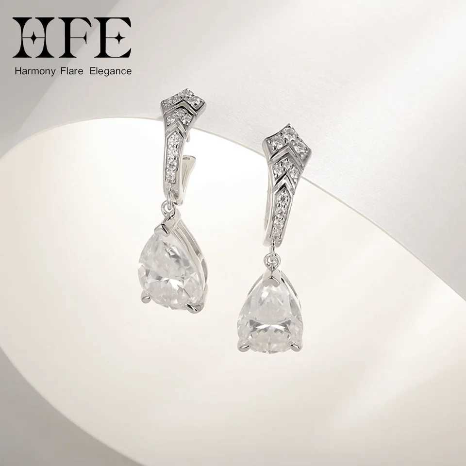 HFE Pear Shape Moissanite Womens Teardrop Earrings D VVS1 High Quality Pure 925 Silver Elegant Party Jewelry Wedding EarringW251029