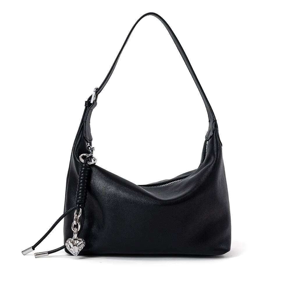 Split Leather Women's Underarm New Niche Design Vintage Simple Crossbody Cowhide Fashion Handbag Shoulder Bag Suotong1029