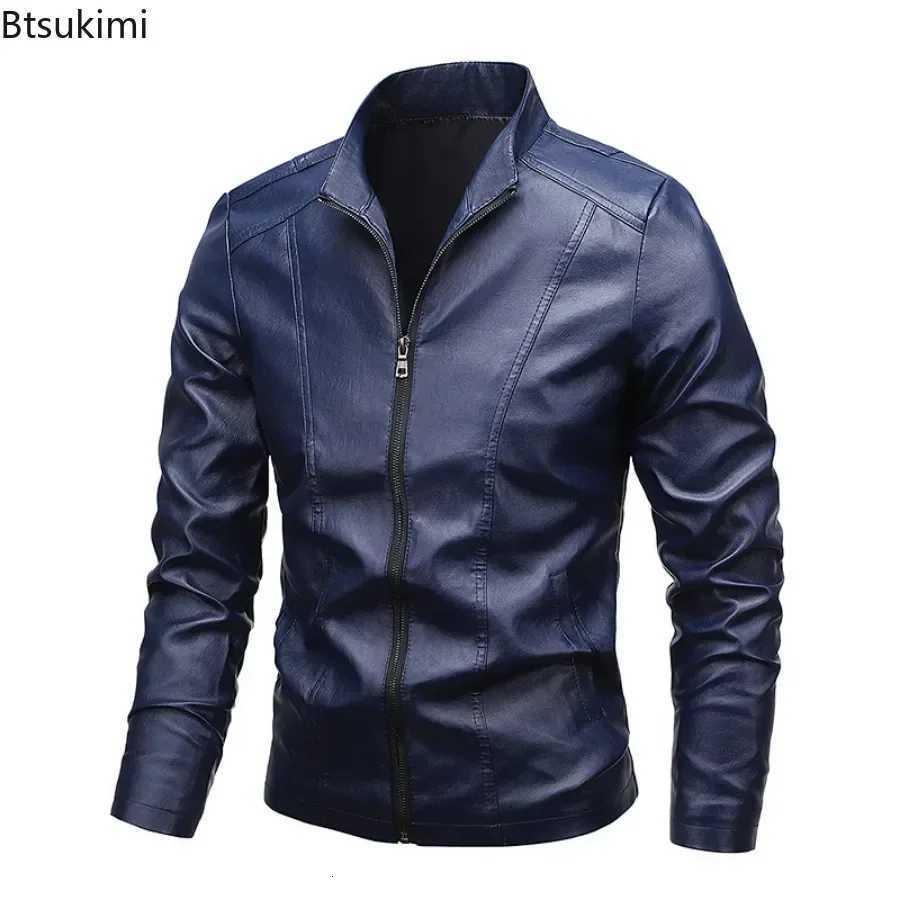 2025 Mens PU Leather Jacket Fashion Stand Collar Zipper Motorcycle Biker Coats Outdoor Casual Windbreak Faux Leather Jacket 5XLT251029