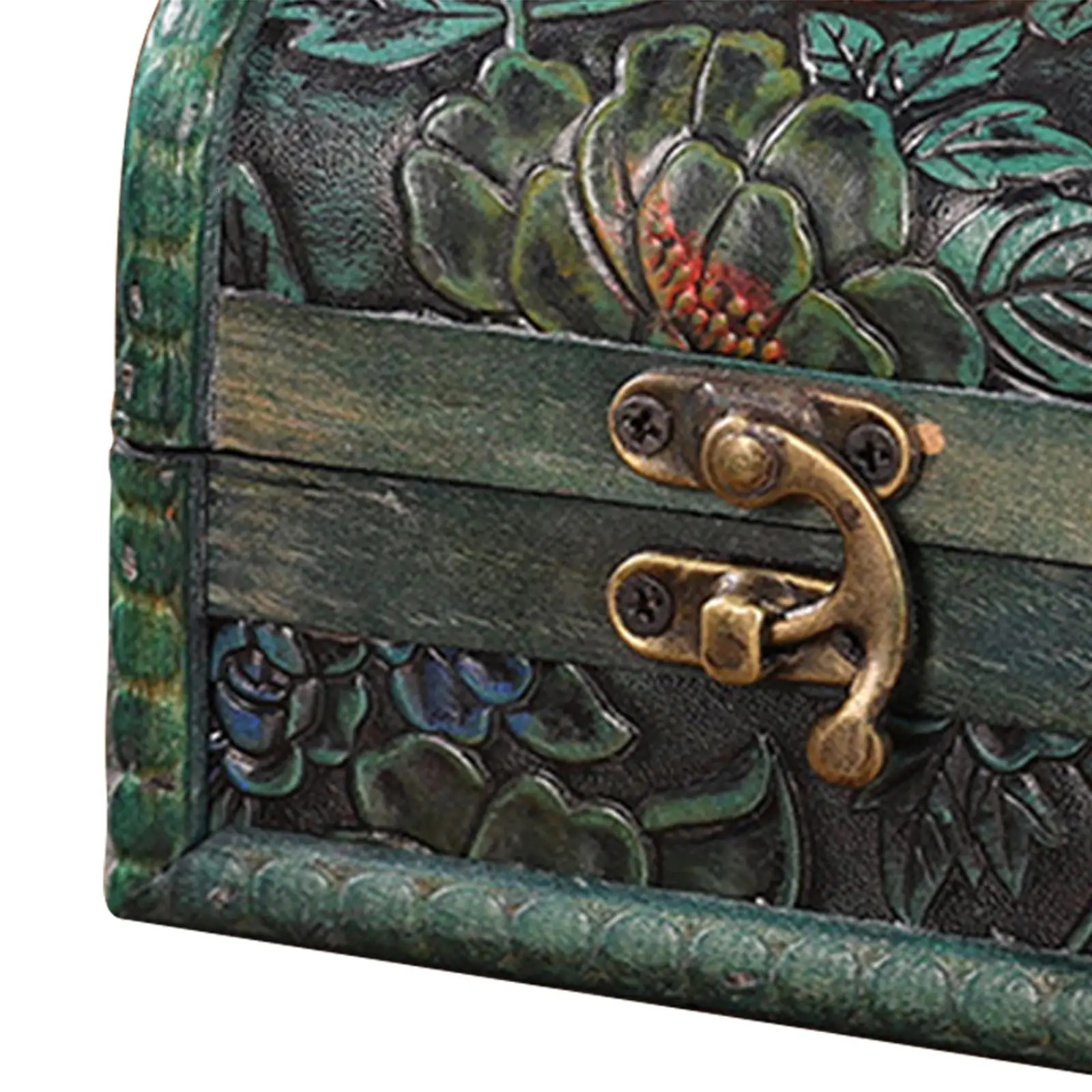 Treasure Chest Trinket Box Case Decorative Storage Wooden Jewelry Organizer for Birthday Charms Rings Girl Girlfriend 251013
