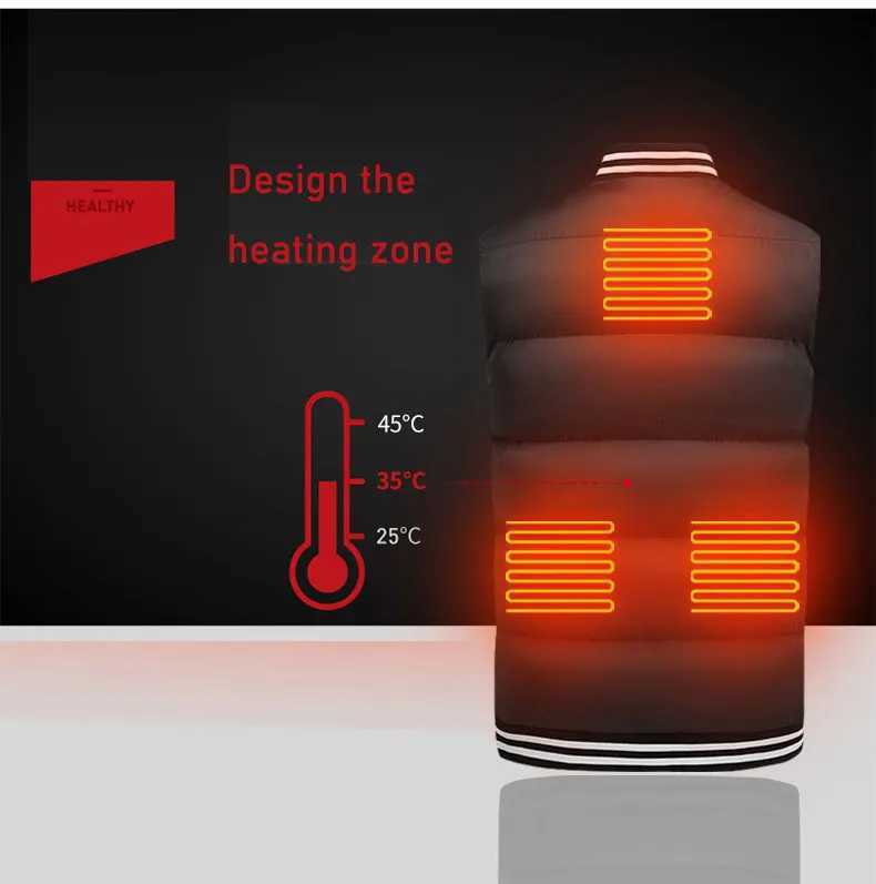 Mens winter Smart Heated vest USB Electric Heating Fleece Vest heating jacket Outdoor trekking Thermal Warm Jacket Heated W251029