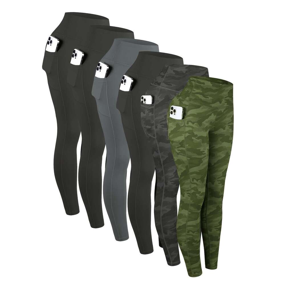6pcs High Waisted Yoga With Pockets For Women, Sport Workout Leggings