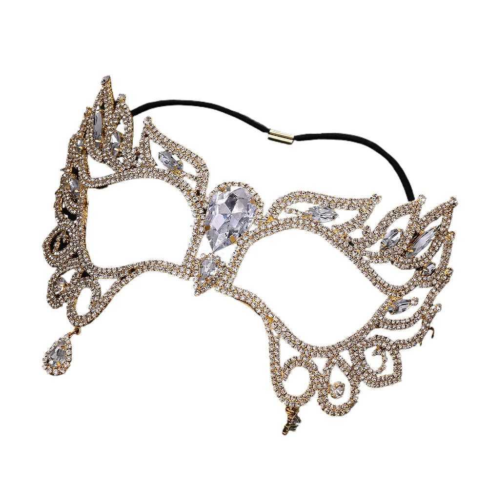 Rhinestone Tassel Veil Masks Full Face Women Chains Face Mask Masquerade Dance Party Performance Sexy Facial Accessories JewelryW251029