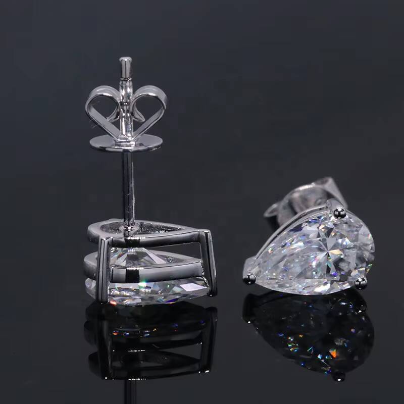 10Kt 14K 18K Solid Gold Jewelry Earrings Moissanite Studs D VVS1 2ct Pear Cut Moissanite Earrings for Women