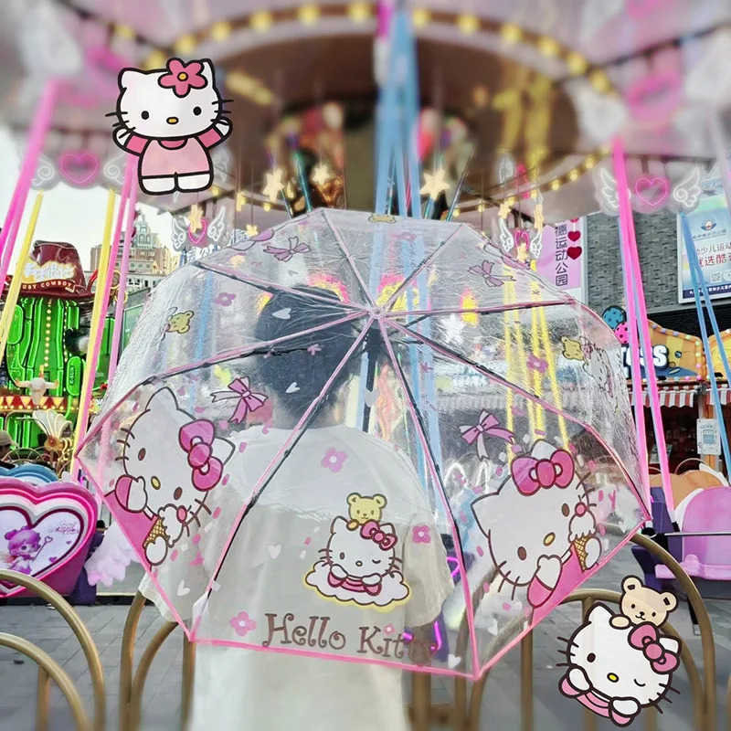 Sanrio HelloKitty manual cute cartoon womens folding light and portable umbrella daily antiumbrella L251029