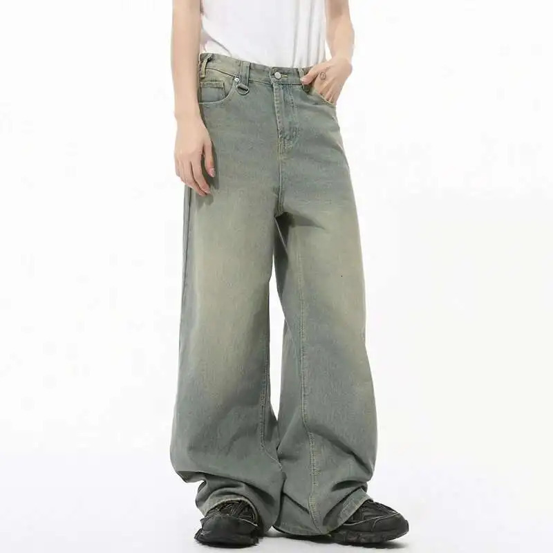 IEFB Autumn Men Denim Pants Straight Droop Vintage Loose Bottom Straight Wide Leg Casual Male Trousers Korean Style 9C1519 251029