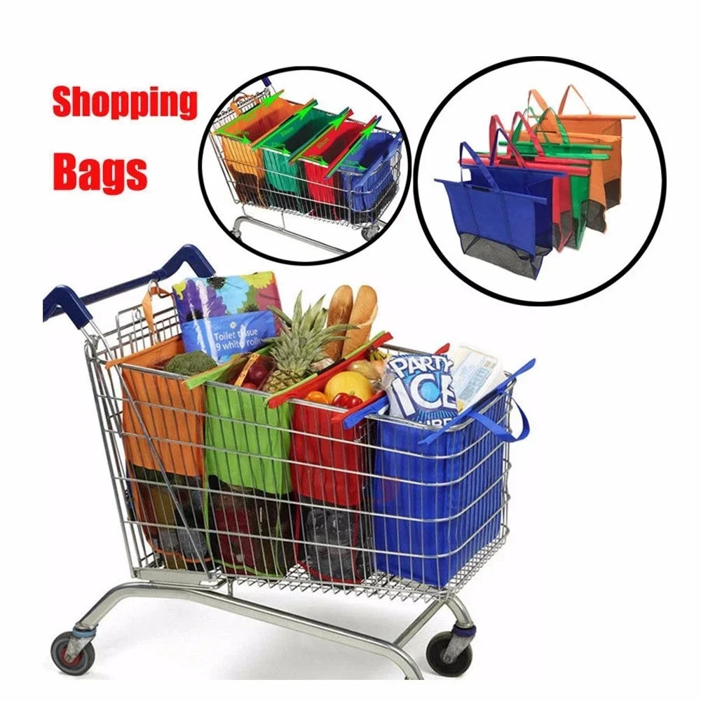 4Pcsset Foldable Cart Trolley Supermarket Shopping Storage Bags Reusable EcoFriendly Grocery Shop Handbag Nonwovens Tote Bag 251029