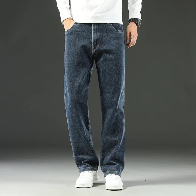 2025 Spring and Autumn Mens Jeans Loose Comfortable Straight Business Casual Versatile Wideleg Business Trousers 251029