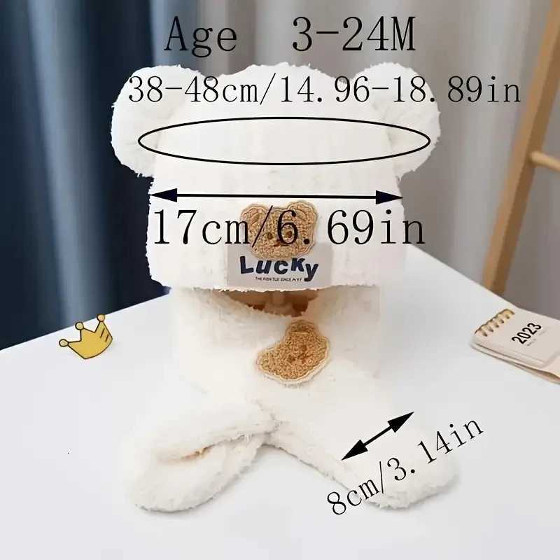 Suitable for winter baby hats baby hats childrens warm knitted plush onepiece hats boys and girls twopiece set251028
