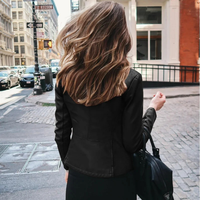 Vintage Women PU Leather Bomber Jacket Fashion Casual Autumn Winter Zipper Windbreaker Streetwear Female Blazer Y2K Clothes 251029