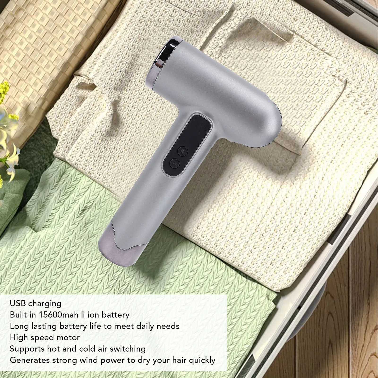 Hair Blow Dryer Cordless 5600mah USB Rechargeable Low Noise High Speed Motor Hair Dryer Blower with USB Data Cable for Home W251029