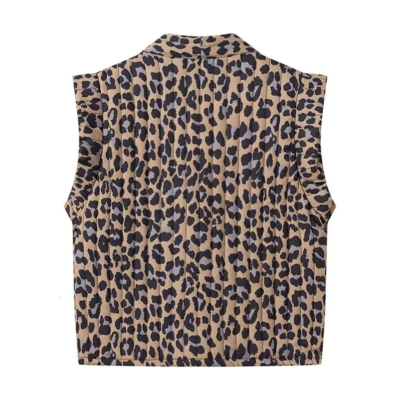Leopard Print Winter Women Thick Waistcoat Street Style Fashion Elegant Lady Sleeveless Tops Casual Warm Clothing Streetwear 251029