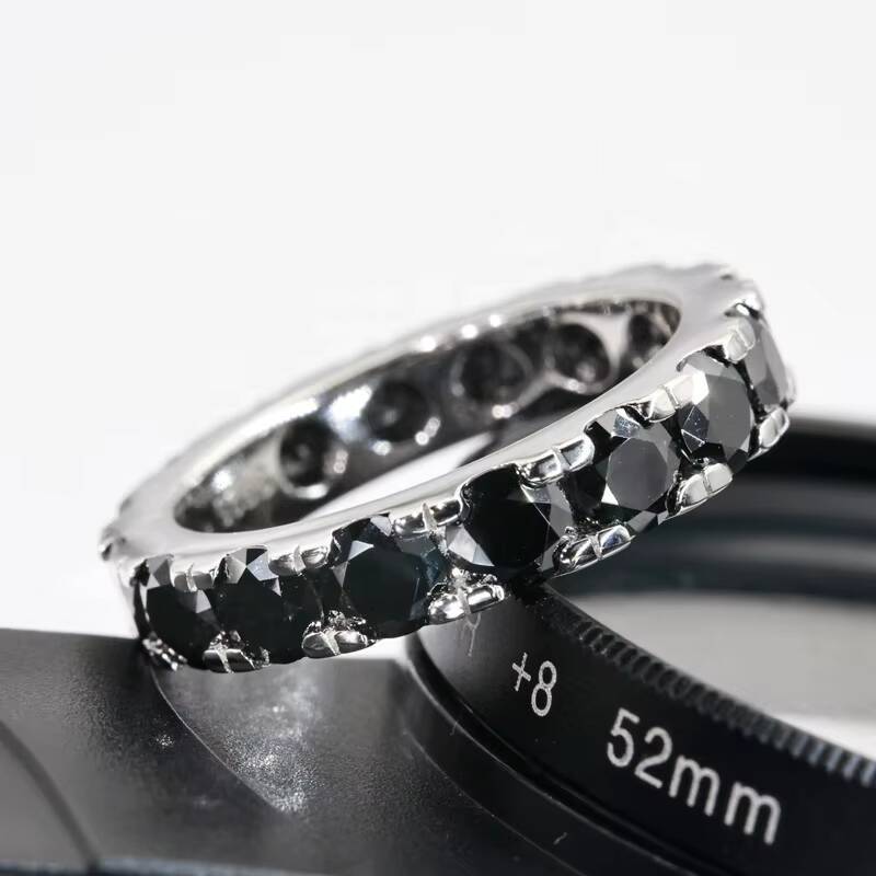 S925 Sterling Silver Black Moissanite Prong Setting 45ct Unisex Ring General Purpose GRA Certified Spot Wholesale Elegant