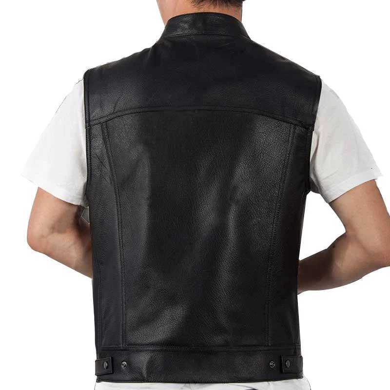 Men Motorcycle Spring Jackets SOA Punk Black Motorbike Gilet Sons of Anarchy Leather Moto Jacket Vest W251029