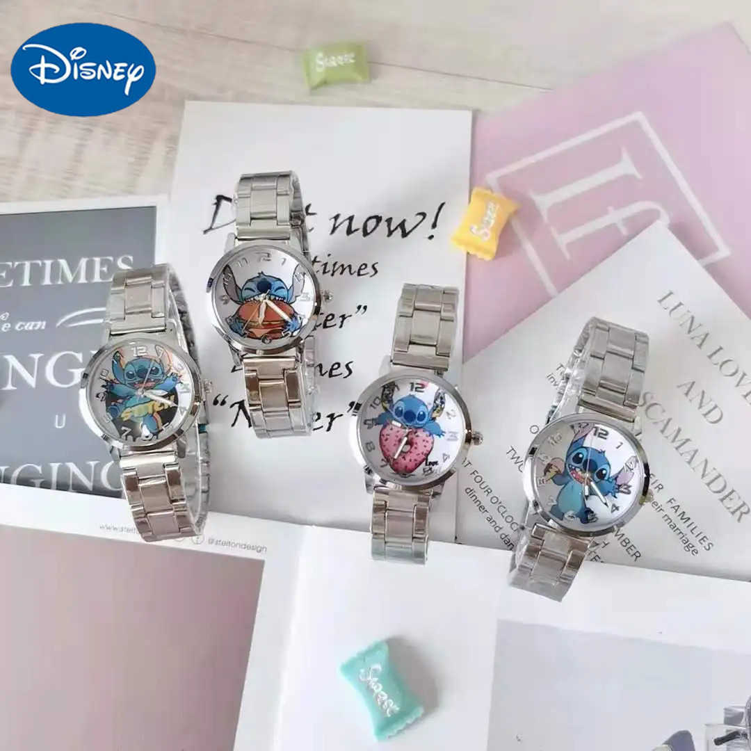 Disney New Stitch Childrens Watch Stainless Steel Band Waterproof Student girls boys Waterproof Cartoon Quartz Watch kids gifts H251029