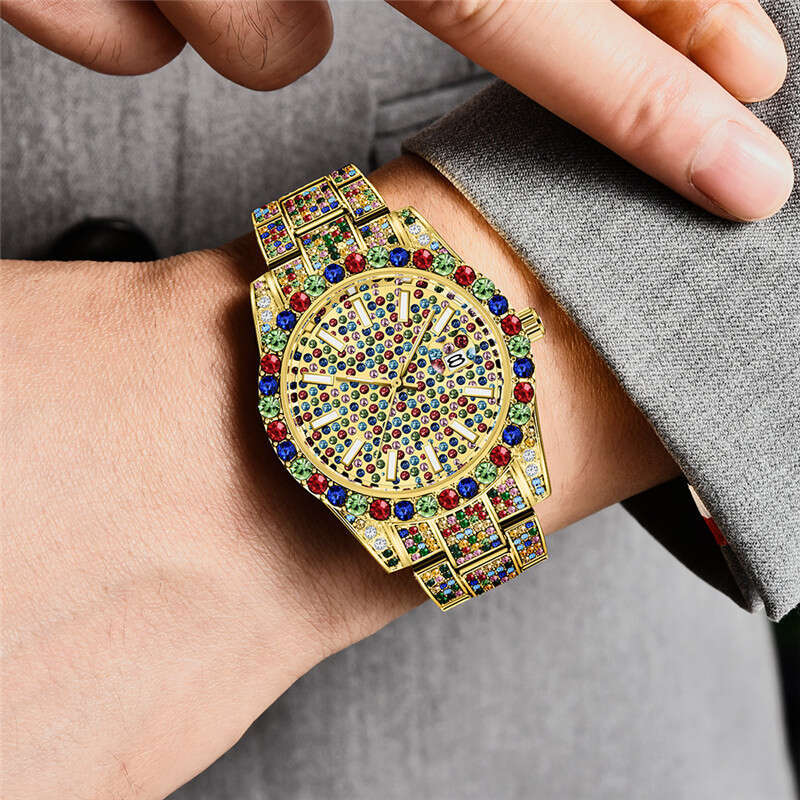 Hip-Hop Water Ghost Diamond-Studded Starry Sky Calendar Quartz Watch