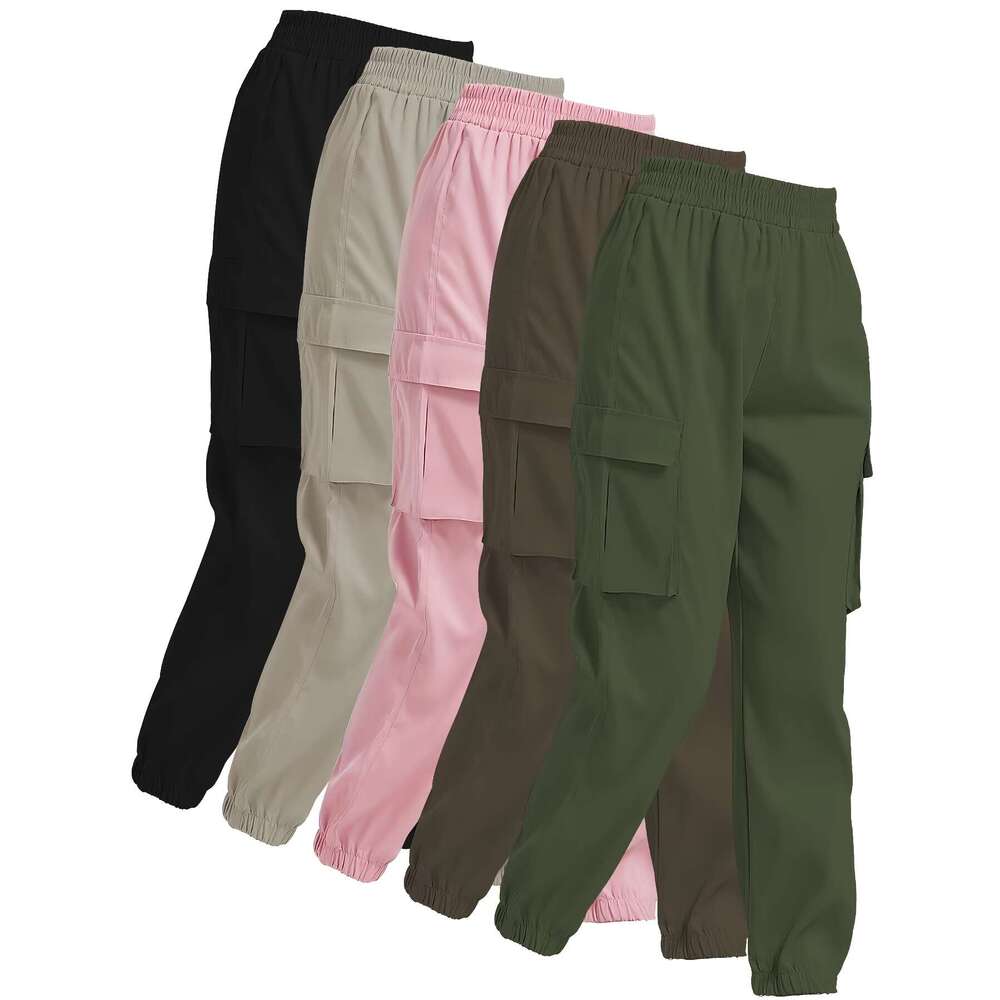 5pcs Solid Color Pocket Jogger Suitable for Autumn And Winter Casual Elastic Waist Sports Pants, Women's Clothing, Jogging Pants
