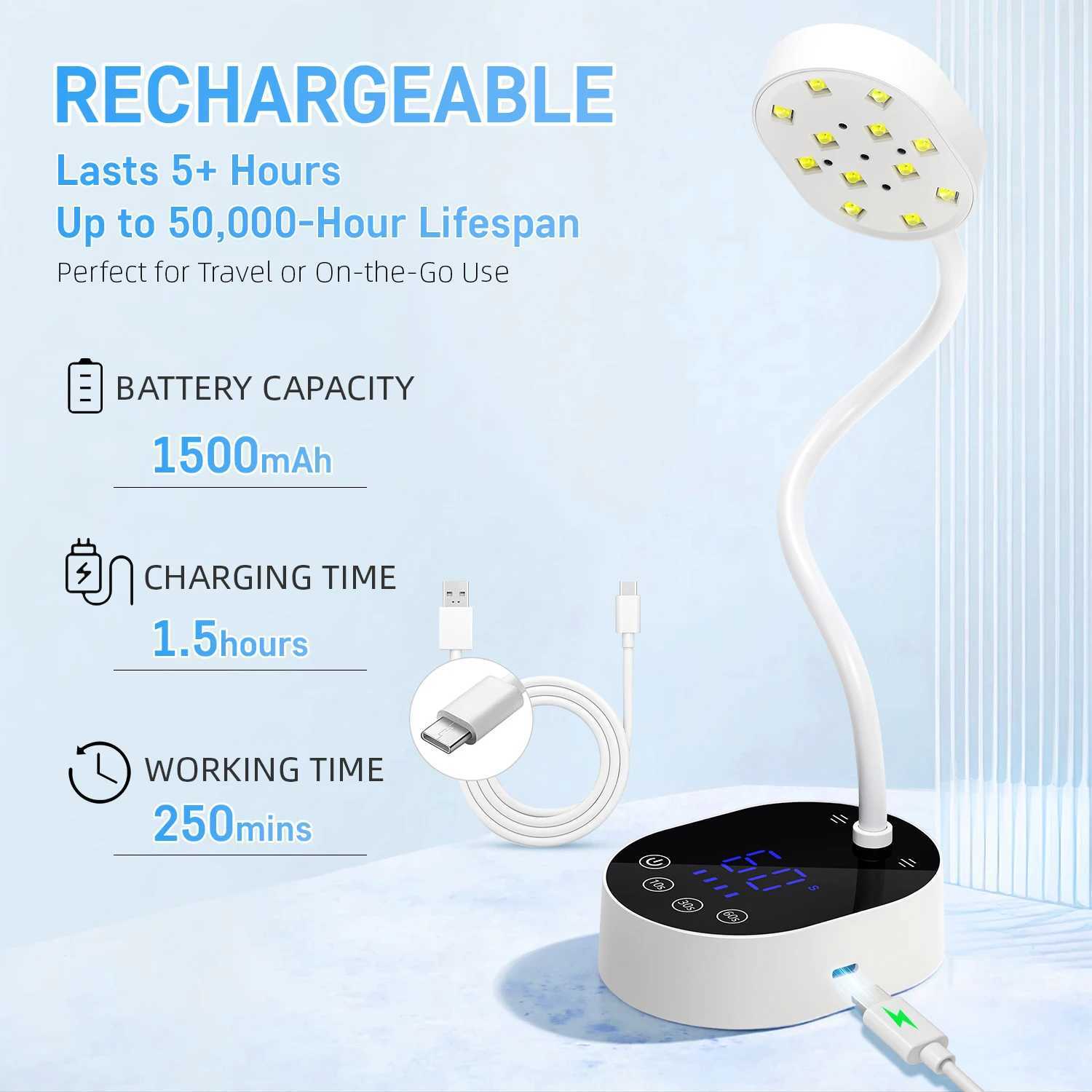 Professional Nail Lamp LED UV Nail Dryer Auto Sensing Touch Control Fast Drying Nail Light 360 Bendable Table Lamp For Salon J251115