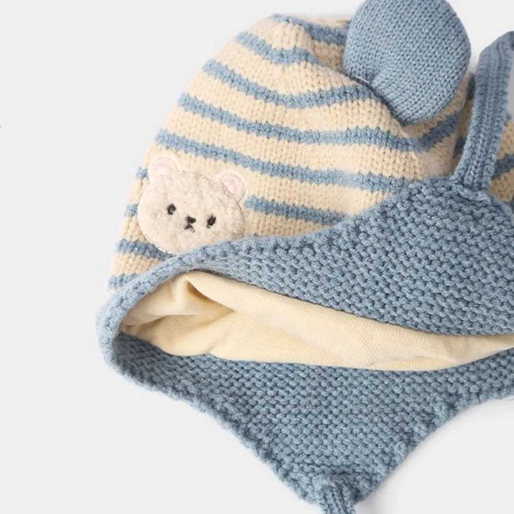 02 Year Baby Wool Hat Cute Bear Ear Protection Hat Children Winter Thickened Warm Knitted Korean Version of The Baby Hat251028