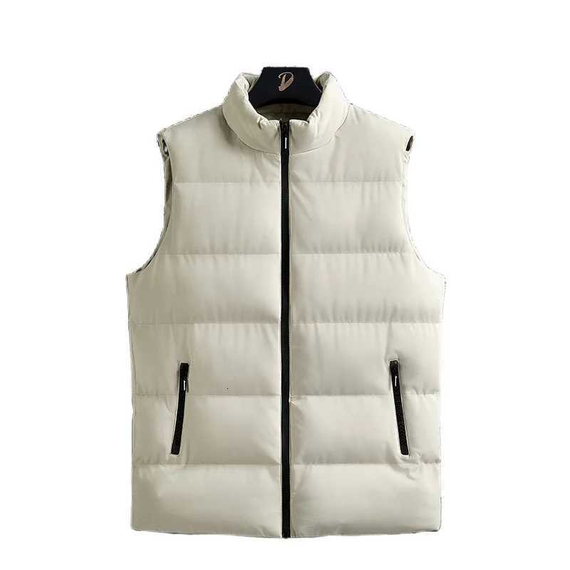 Autumn Winter Waistcoat Man Lightweight Plus Size Sleeveless Vest Stand Collar Zipper Cardigan Casual Solid Color Warm Vest Coat W251029