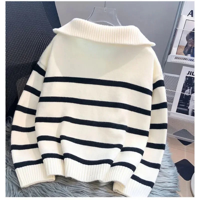 Sweater pullover women Spring and Autumn underwear zipper stripe underlay short style premium sweater female 251029