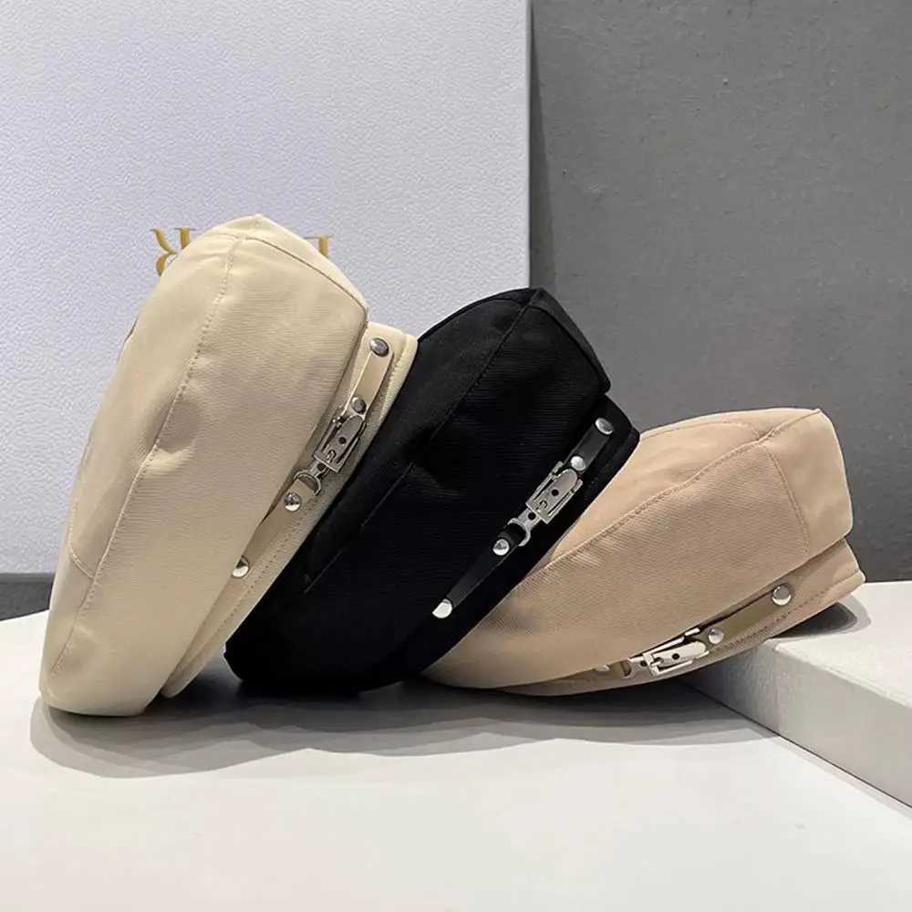 Breathable Octagonal Cap Adjustable Strap Solid Color Decor Cotton Painter Hat Metal Buckle Beret Outdoor Sun Protection HatW251029