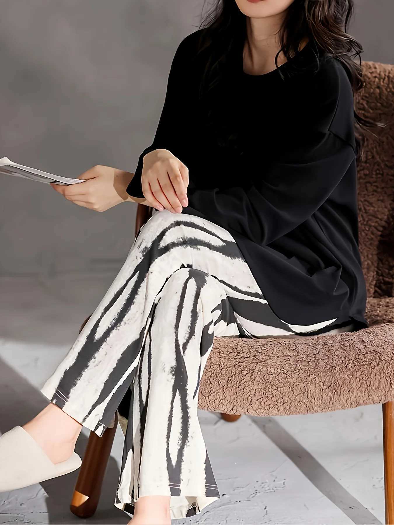 HighAesthetic New Womens Pajama Set for Autumn Winter Minimalist Casual LoungewearT251029