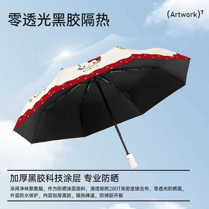 Sanrio Sanrio Kawaii Hello Kitty Umbrella Girl Good Looks Umbrella Sun Umbrella Sun Protection Uv Protection Fold Portable Parasol L251029