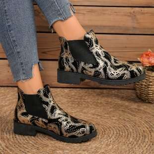 Plus Size Martin for Women Outdoor Wear 2025 Autumn and Winter New Leopard Print Ankle Boots Trendy Women's Boots