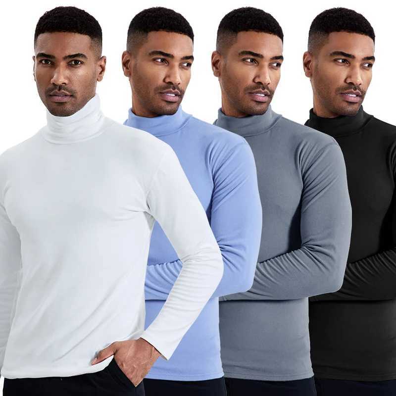 Mens autumn and winter plus size solid color turtleneck bottoming shirt casual Joker fashion young men long sleeve warm T J251029