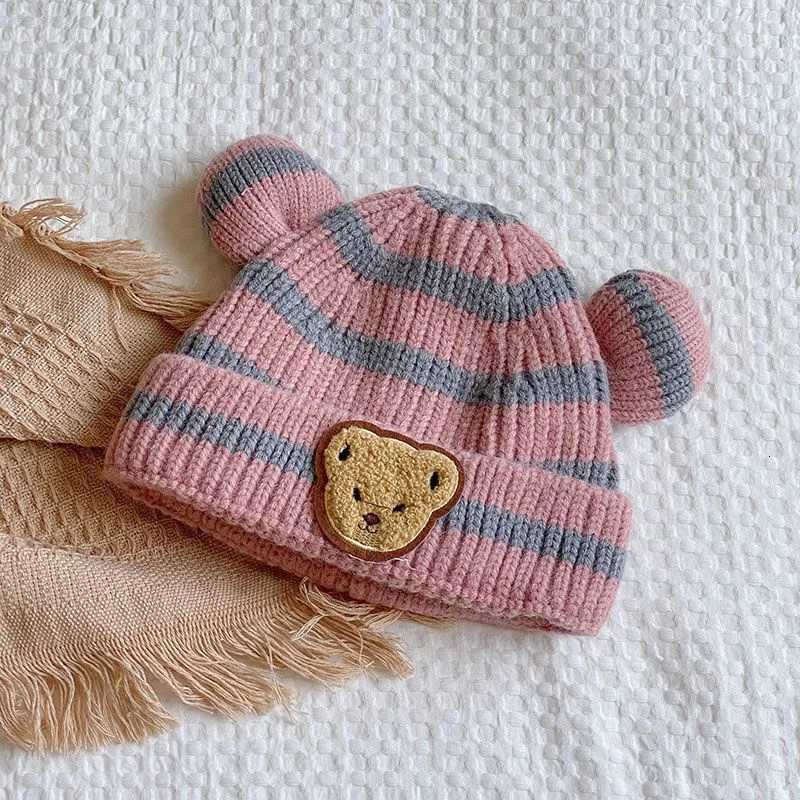 Baby Beanie Hats For Girls Boys Fashion Striped Toddler Knit Hat Cartoon Children Crochet Bonnet Winter Warm Kids Pullover Cap251028