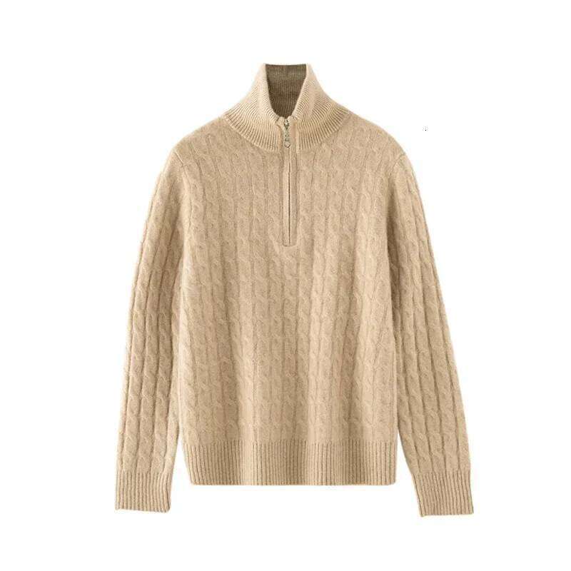Women's Cashmere Knitted Base Shirt Full Body Twist Simple Versatile Half Zipper Loose Inner Soft Skin-Friendly Designer Sweater Women Bear Sweat