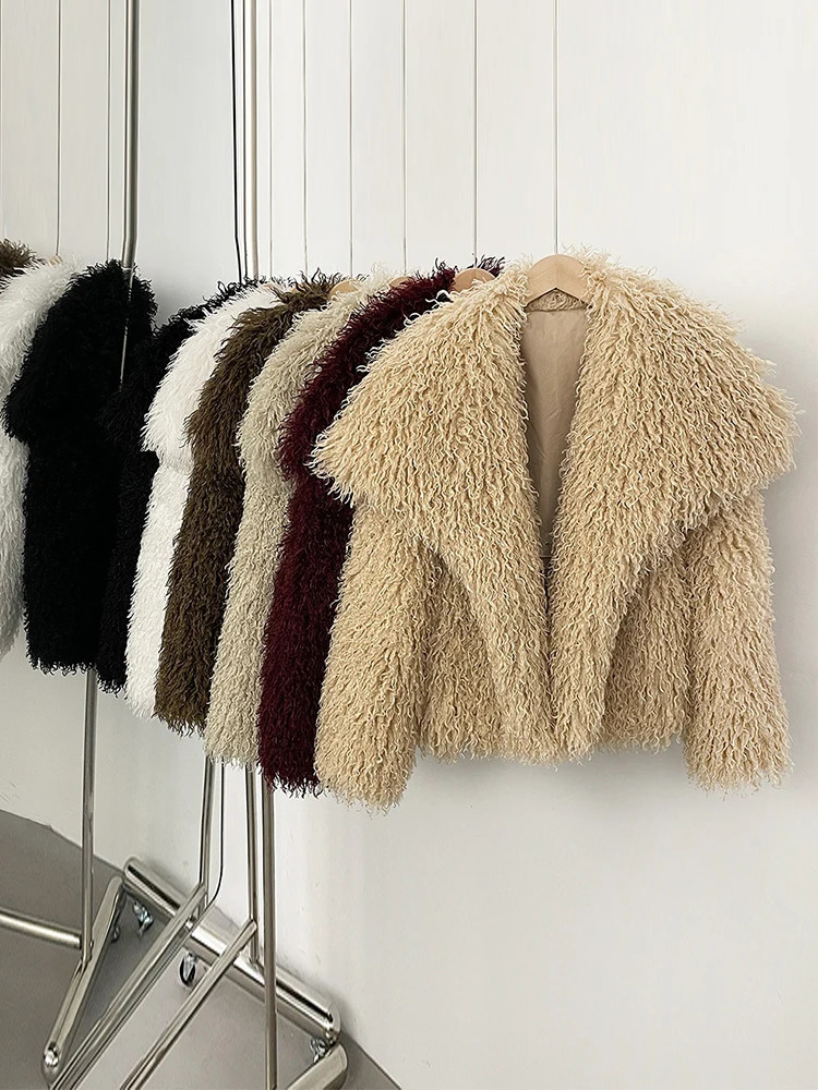 Mueyeruho 2025 Fall Winter Women Faux Fur Jacket Coat Tassel Solid Long Sleeve Thick Warm Overcoat Outwear Fluffy Coat For Women 251029