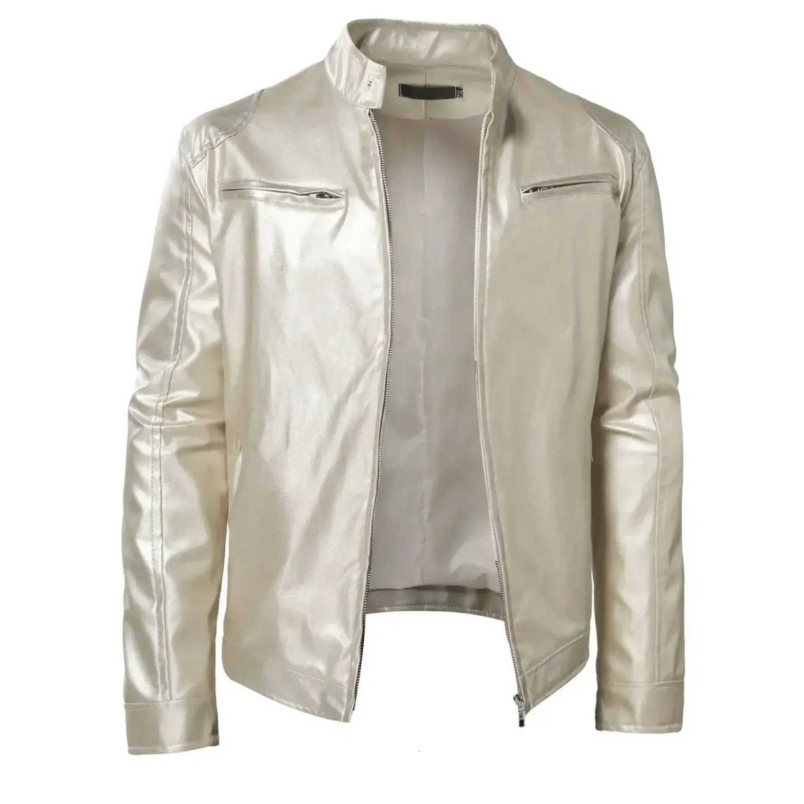 2025 Leather Motorcycle Jacket Men Stand Collar Casual Slim ShortCoat PU Jacket Autumn Winter Windproof Leather Coat Blazer MenT251029