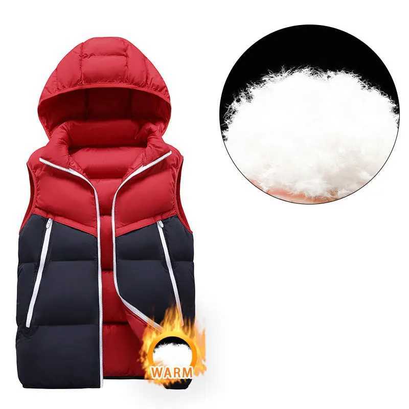 Winter Hiking Vest Male Outdoor Patchwork Windproof Mountaineering Hooded Vest Warm Thickened Camping Fishing Sleeveless Jacket W251029