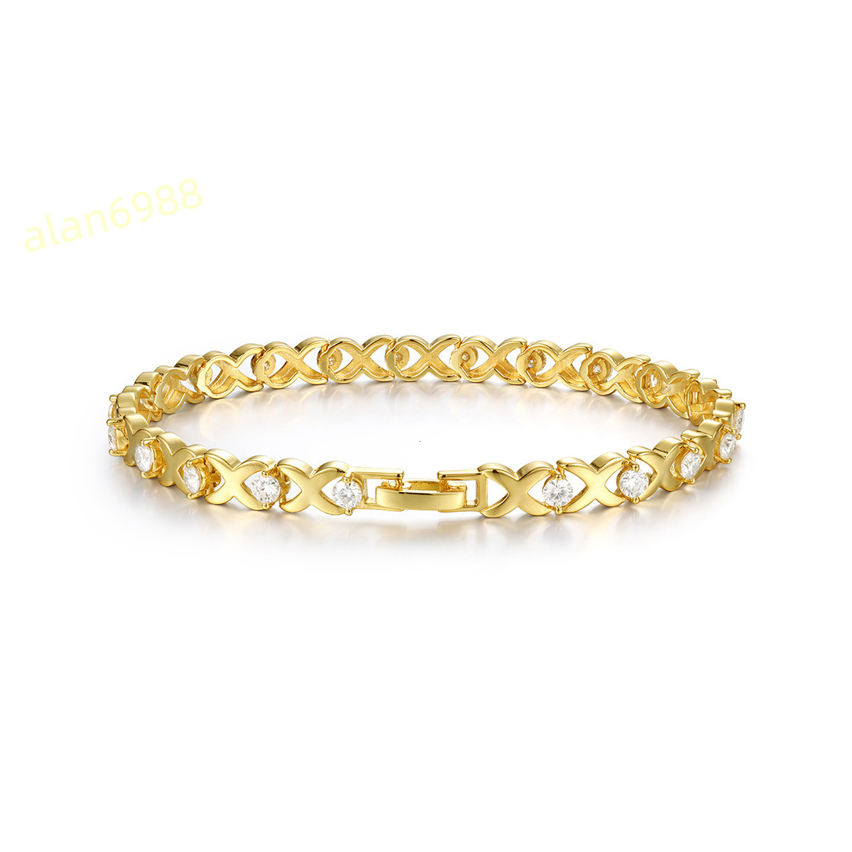Light Luxury XShaped D Colour VVS GRA Moissanite Tennis Bracelet 925 Silver Gold Plated Wedding Party Bangles for Women Perfect