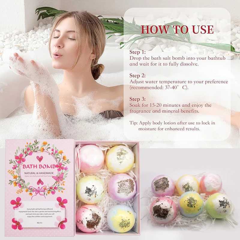 6pcs bath bomb gift box body care spa bathtub is an ideal gift for herhim wife girlfriends birthday or Mothers Day L251029