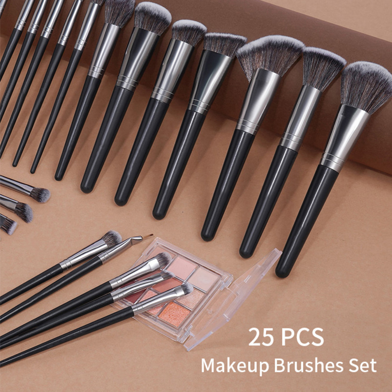 Factory Direct: 25-Piece Premium Makeup Brush Set with Case Professional Beauty Tools Nylon Bristles