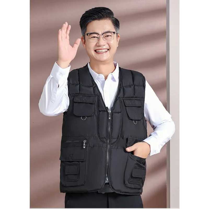 Outdoor Leisure Vest Mens MultiPocket Thickened Vest Jacket Outdoor Insulated Men Vest Jacket Sleeveless Winter Warm Soft Coat W251029