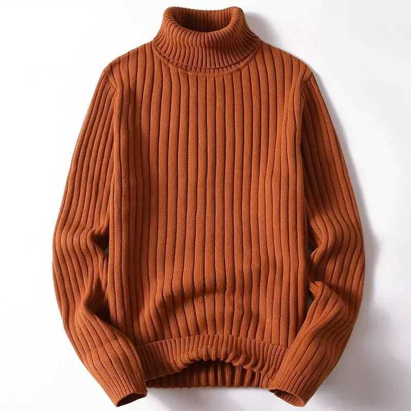 Men Sweater Turtleneck Male Pullover Jumper Solid Thicken Autumn Winter Plus Size 3XL 4XL High Neck Clothing Strip Men Knitwear J251029