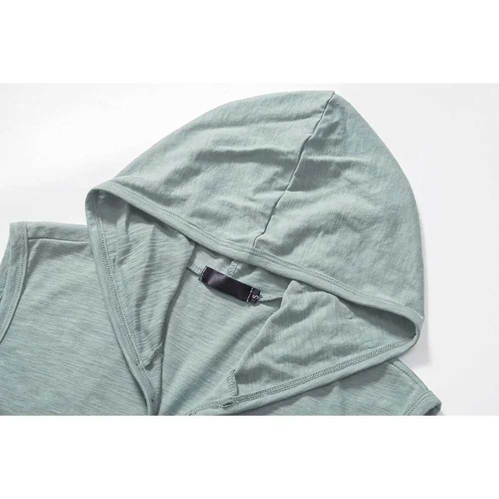 Cotton Men Gym Clothing Mens Causal Basic Hooded Tank Top Hooded Sleeveless Vest Sweatshirt Fitness Sportswear Tops Male W251029