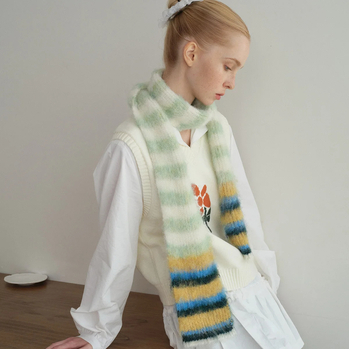 Unisex Thick Woolen Knitted Scarf Shawl Autumn Winter Warm Rainbow Thin Wraps For WomenMen Neck Scarf Unisex Coldproof Knitwear 251029