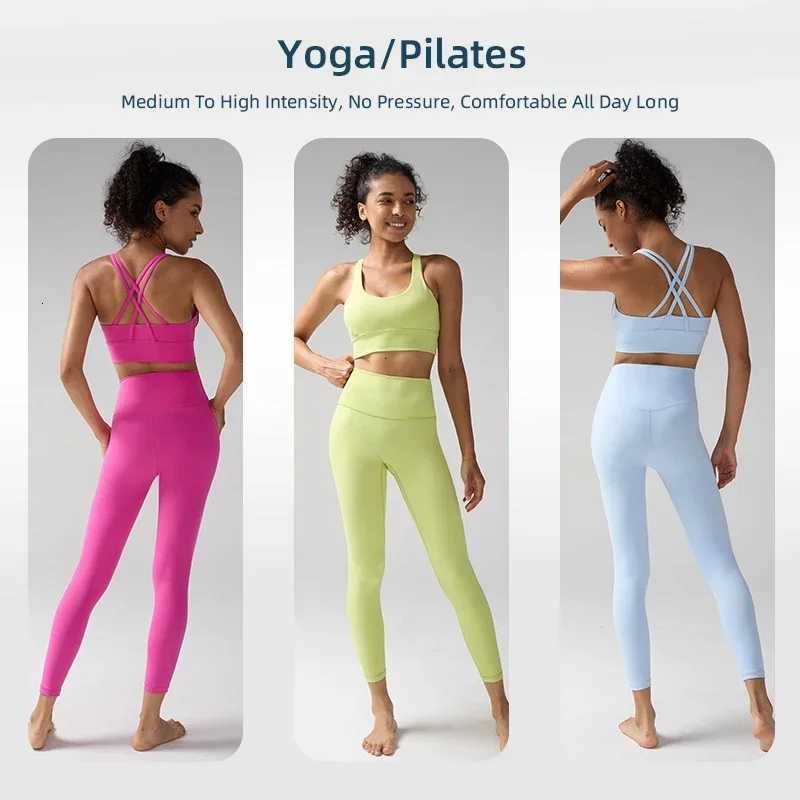 Hot Selling Womens Yoga Sets Cross Back Bra With High Waist Yoga Leggings Breathable Comfort Running Pilates Sports SuitXJ251029