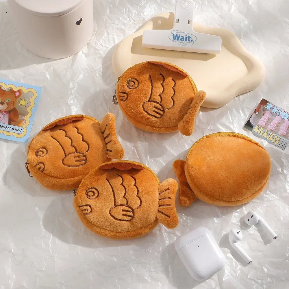 Cartoon Snapper Plush Coin Purse Cute Coin Pouch Cute Purse Bag Pendant Fun Earphone Data Cable Storage Bag 251029