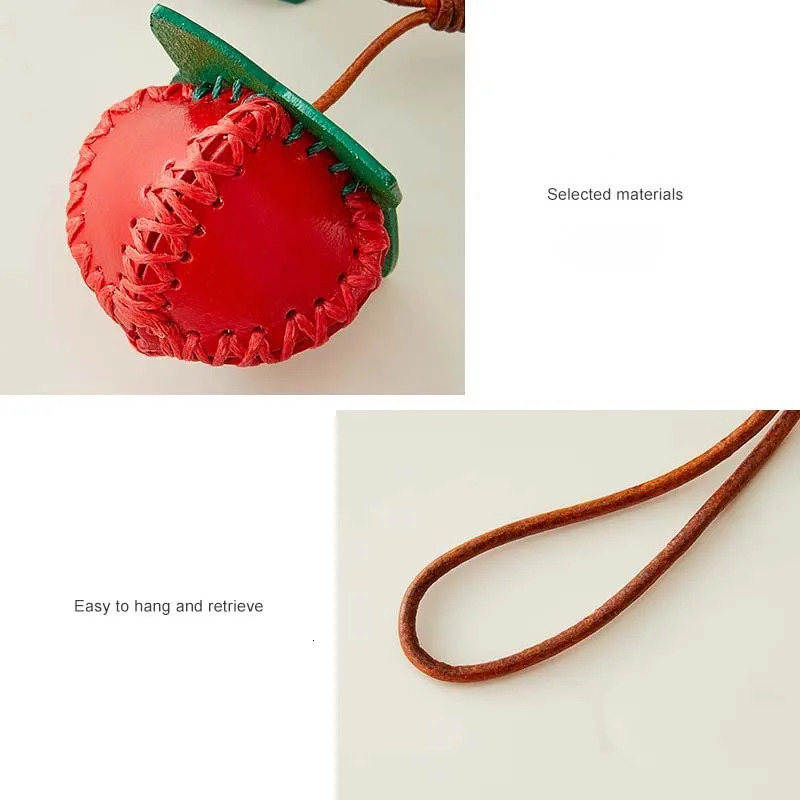 Persimmon charm cow leather fashion highend tomato keychain decoration pendant good things come to pair bag accessories 251029