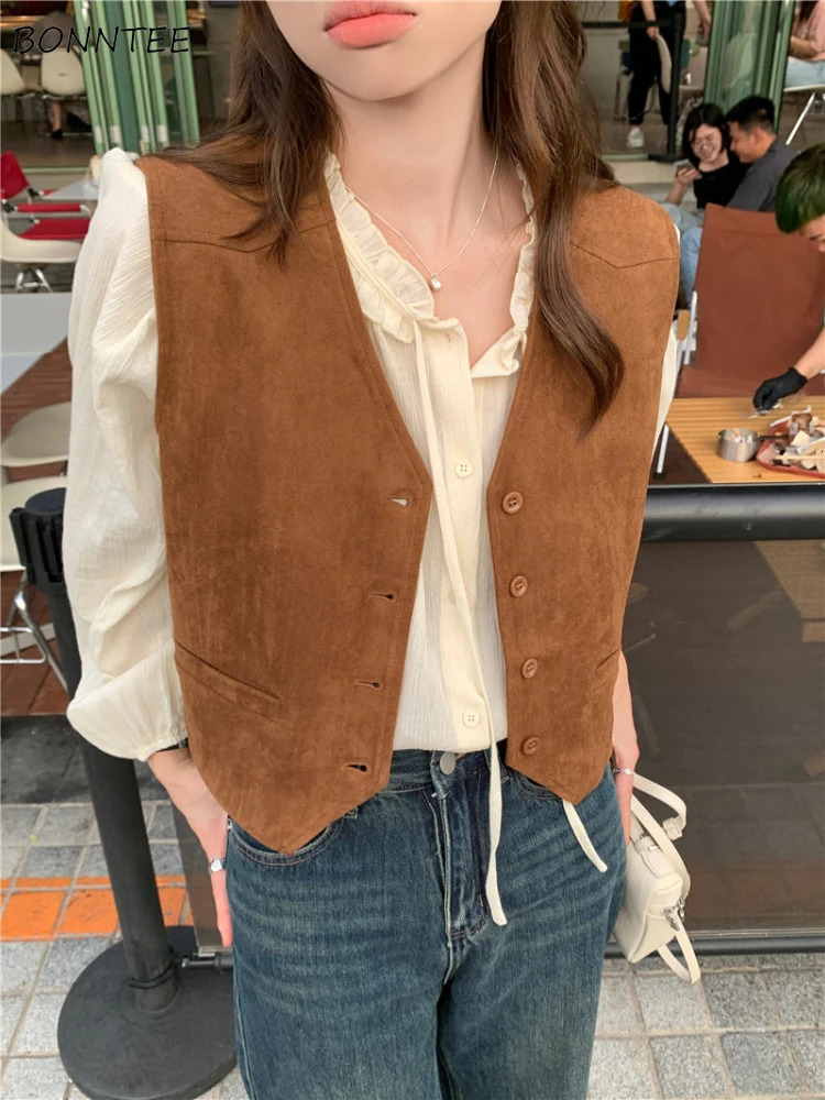 Fashion Vests Women Spring Autumn Coat Allmatch Cleanfit Casual Temper Korean Fashion Preppy Harajuku Streetwear Womens Chic 251029