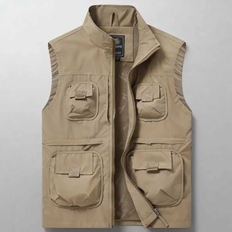 M8XL 2025Autumn New Unisex Outdoor Multi Pocket Casual Hiking Stand Up CollarVersatile Vest Jacket Comfortable Vest Workwear W251029